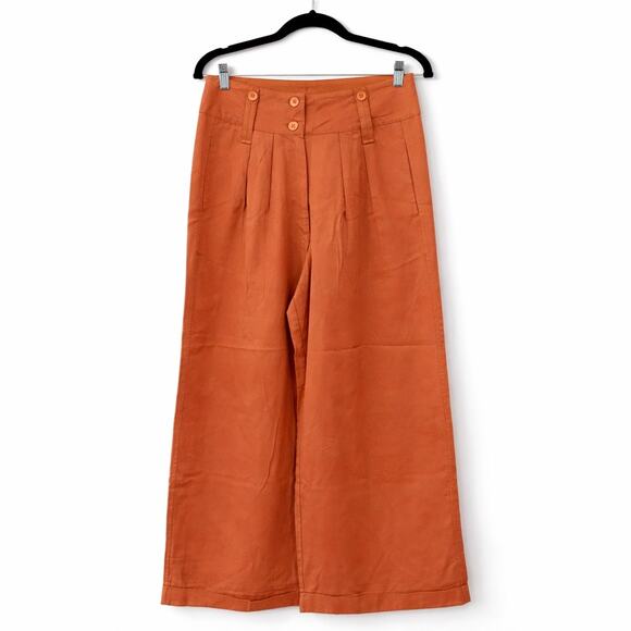 Anthropologie High-Waist Wide-Leg 100% Cotton Pants in Peach (Size M) - Picture 2 of 4